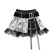 Punk PU Fishnet Babes Pleated Gothic Mini Skirt DB8176