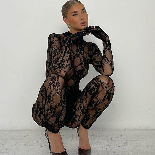 Sexy lace perspective Jumpsuit DO421