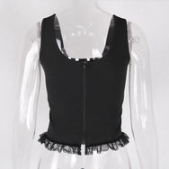 Gothic Black Lace Strap Vest DB9004