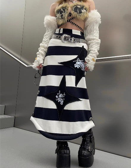 Y2K punk striped skirt DB8032