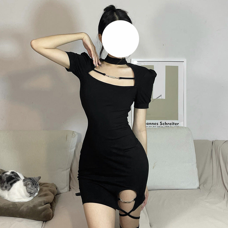 Black Short Sleeve Dress DO085