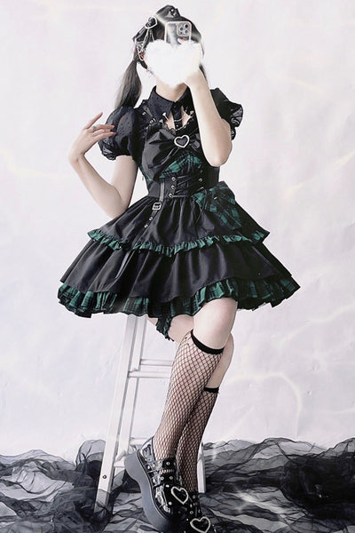 Lolita dark black waist suspender dress DB8124