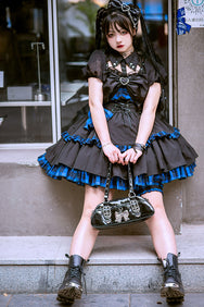 Lolita dark black waist suspender dress DB8124