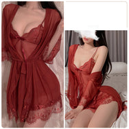 Lace bow suspender nightgown DO012
