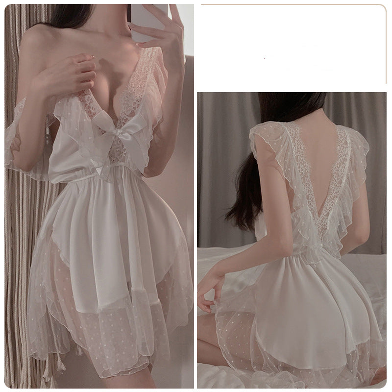 Cute mesh suspender nightgown DO010