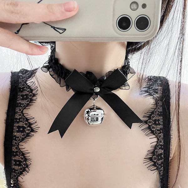 Lace bow bell choker DO016