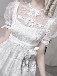 White Goth Puff Sleeve Dress DB8085