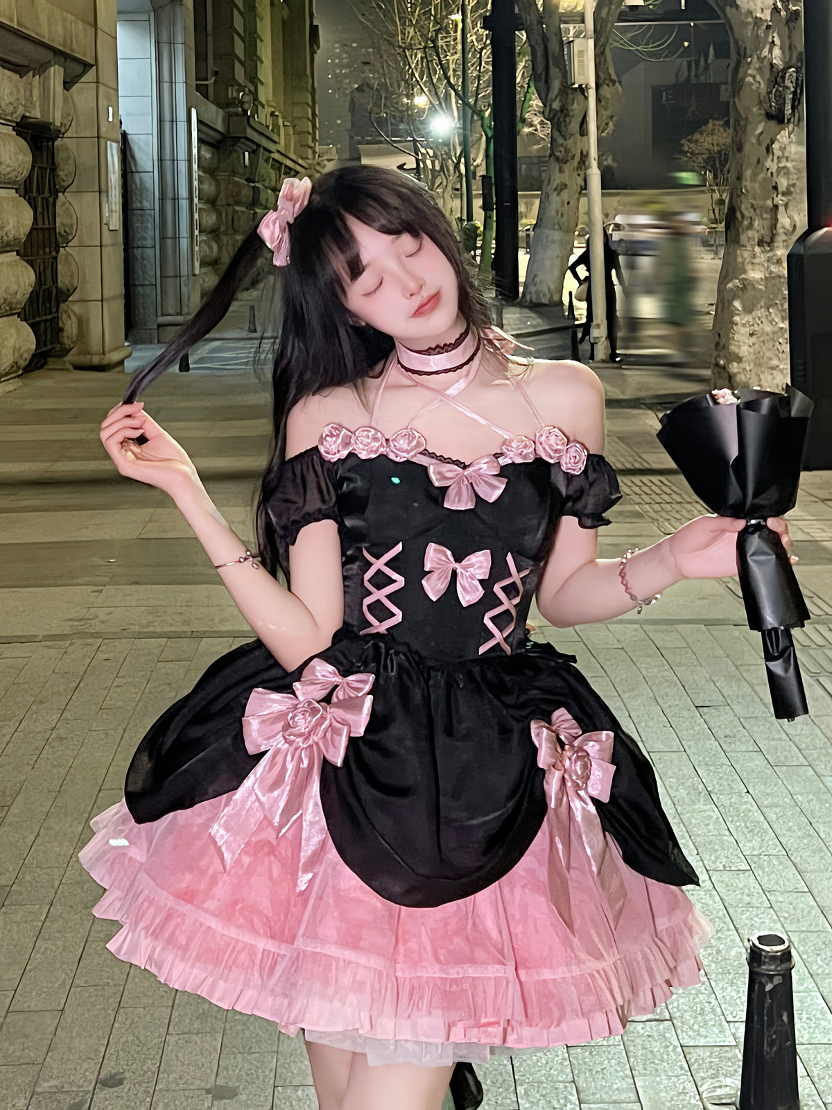 Black and Pink Princess Lolita Dress DB8098