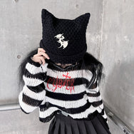 punk striped knitted hat  DB7824
