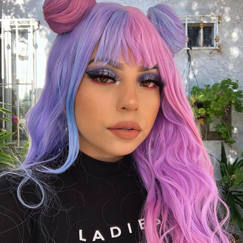 Review from Lolita blue + pink purple stitching wig DB5467