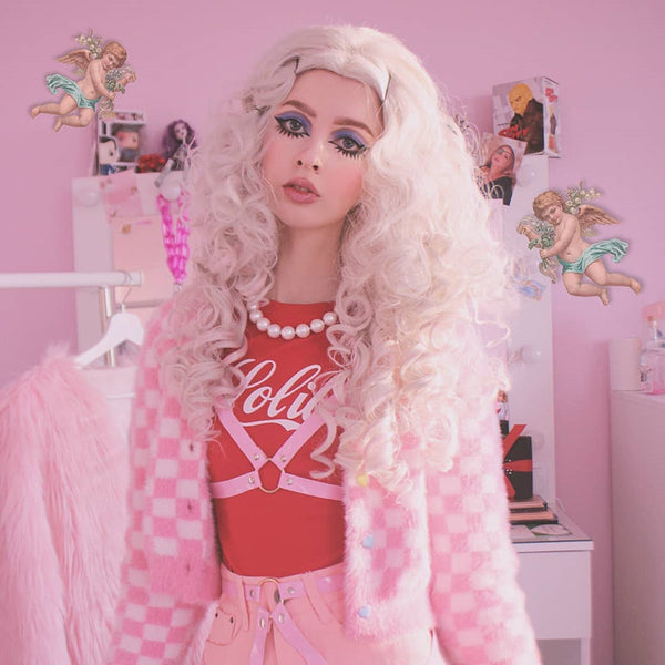 Review from Lolita Moon white mixed pink long curly wig DB5756