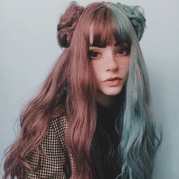 Review from Lolita Haze Blue + Deep Purple Long Curly Wig DB5755