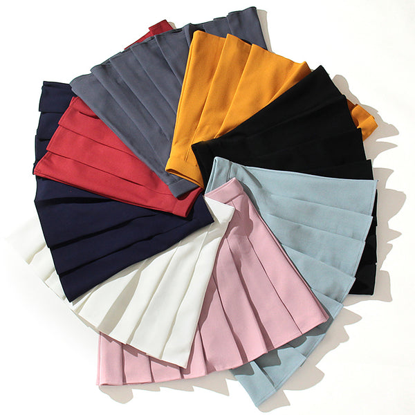 All-match solid color sports pleated skirt DB5955
