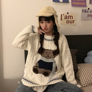 Bear embroidery long-sleeved sweater DB6063