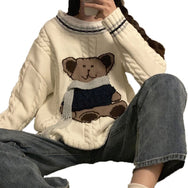 Bear embroidery long-sleeved sweater DB6063