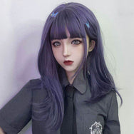 Harajuku dark purple mid-length wig DB6146