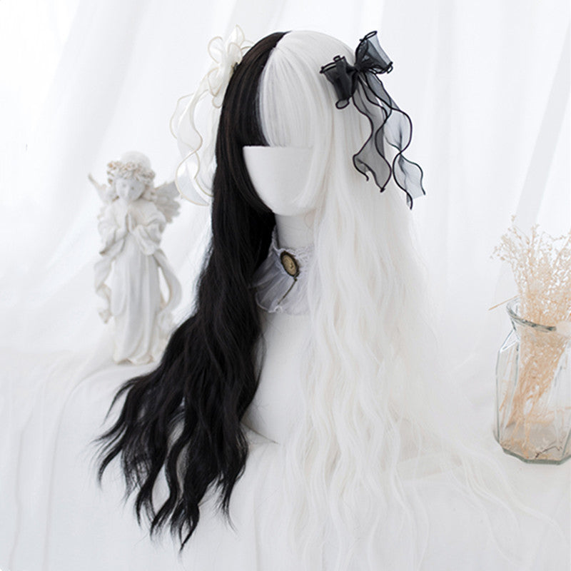 Lolita Black + White Long Curly Wig DB6298