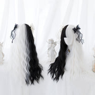 Lolita Black + White Long Curly Wig DB6298