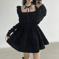 Black temperament velvet gauze dress DB7337