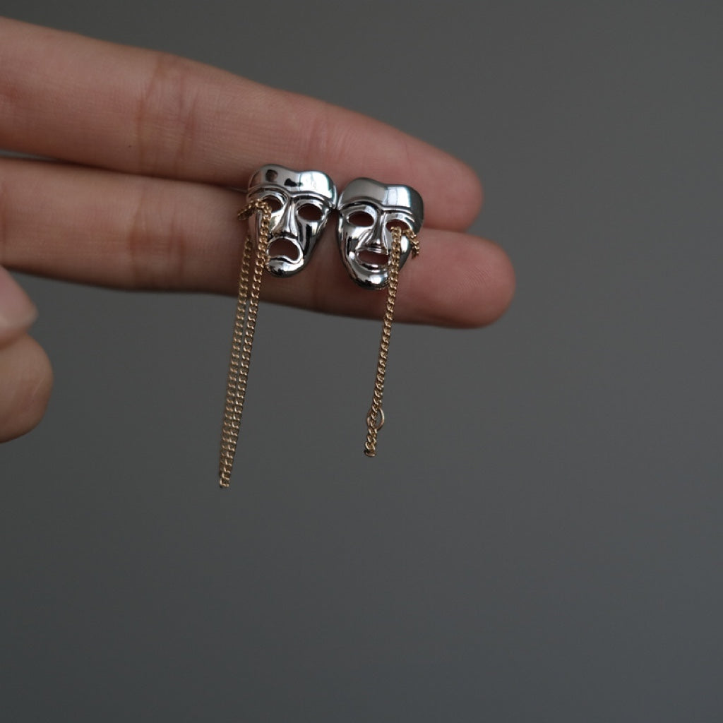 Funny mask chain earrings DB7551