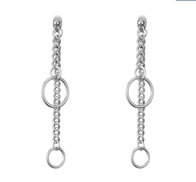Punk metal chain earrings DB7432