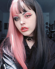 Pink + Black Colorblock Long Wig DB4095