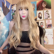 Golden long curly hair wig DB4088