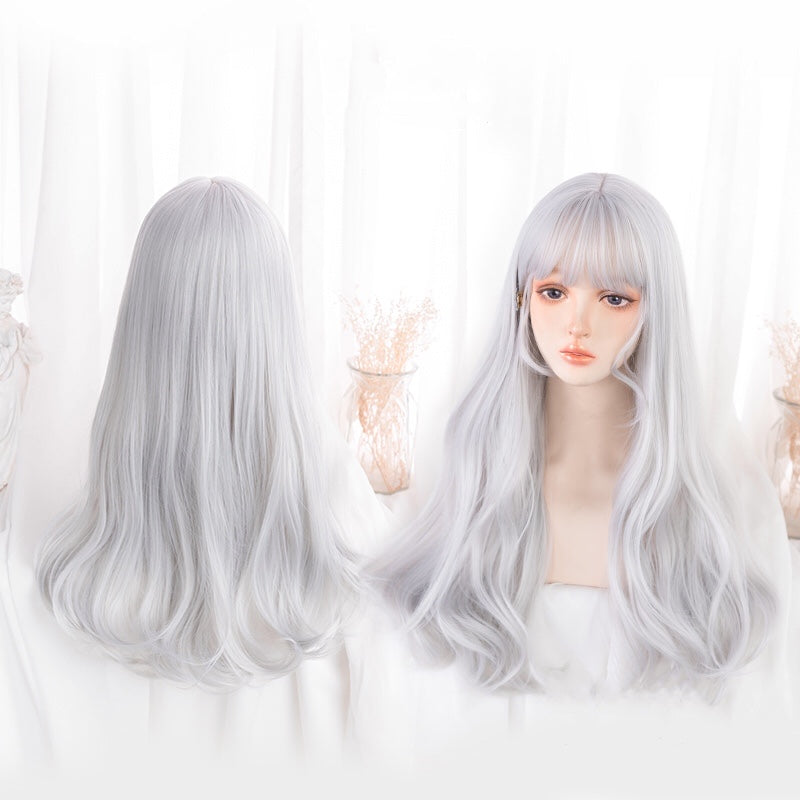 Silver long curly wig DB7293
