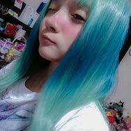 Green gradient blue clavicle wig DB4113