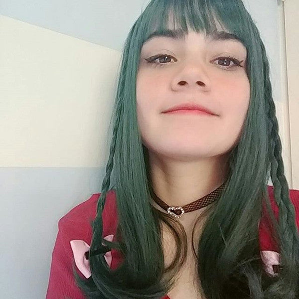 Harajuku Lolita Dark Green Medium Long Wig DB5024