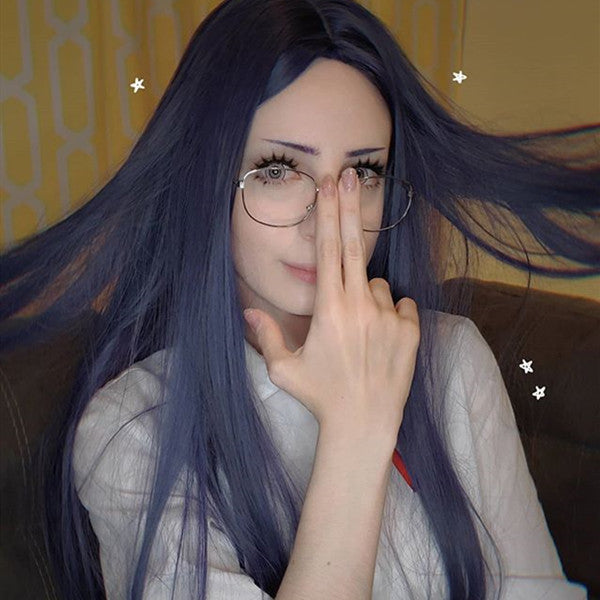 Blue-violet long straight wig DB4104