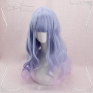 Lolita girl long curly blue wig DB7575
