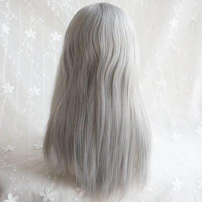 Silver white air bangs long wig DB4121