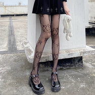 Black five-pointed star stockings DB7374