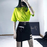 Fluorescent green Polo collar short t-shirt DB4170