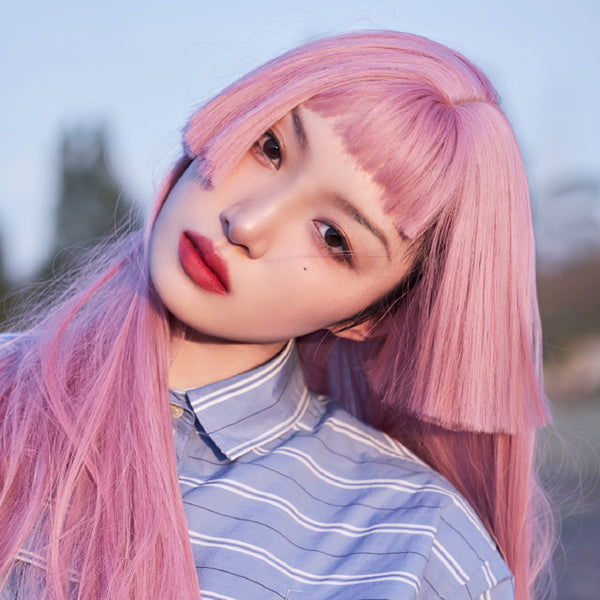Lolita pink long straight wig DB6246