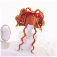 Harajuku Lolita Red Orange Long Curly Hair Wig DB5190