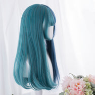 Harajuku Lolita blue and green colorblock wig DB5386