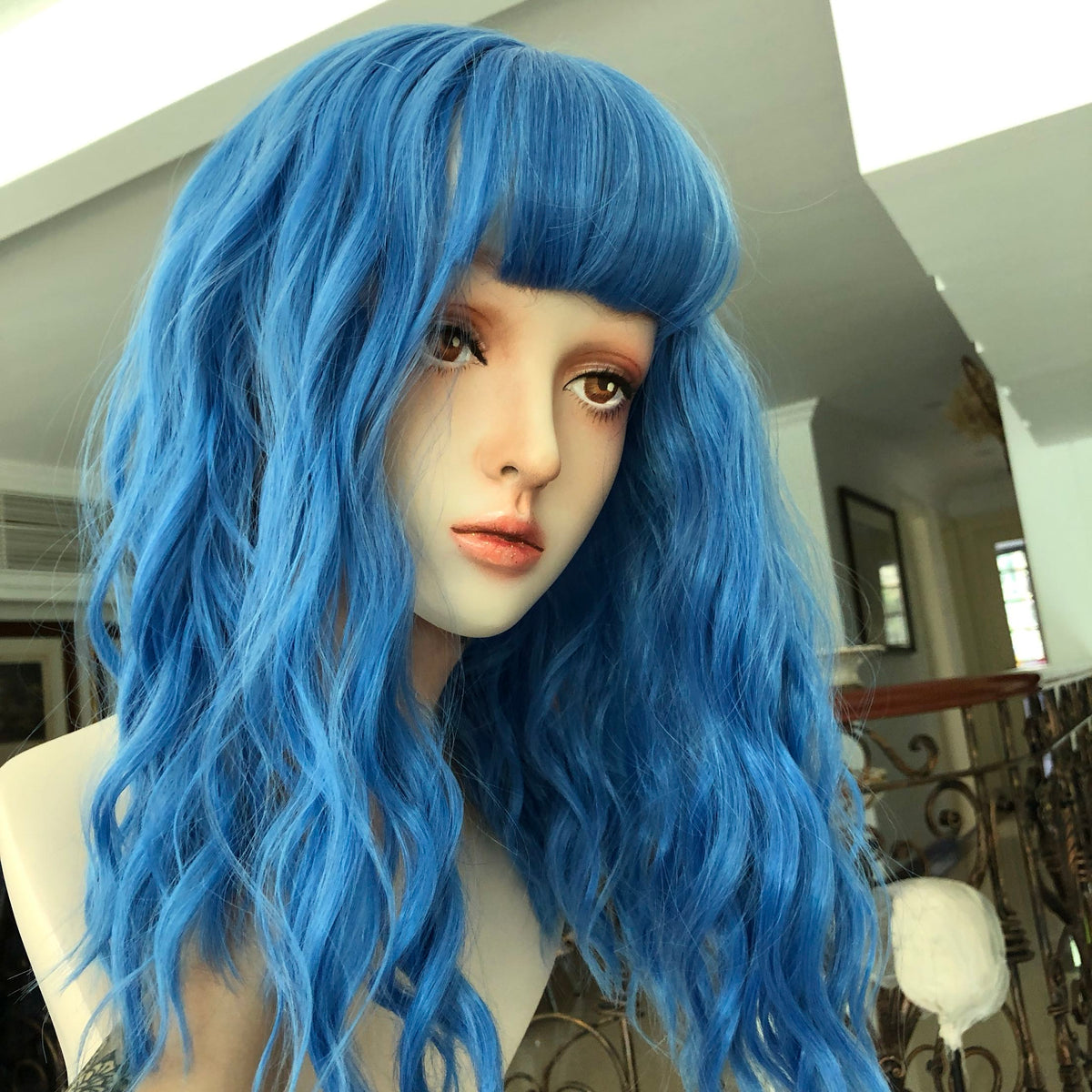 Sea salt blue curly wig DB7577