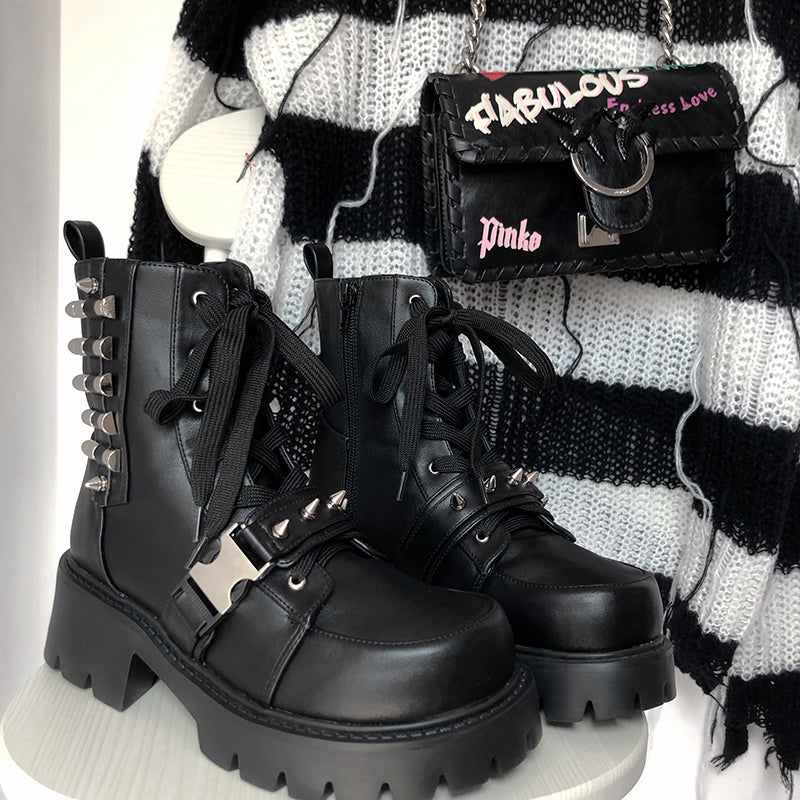 Punk dark goth stud boots DB7431