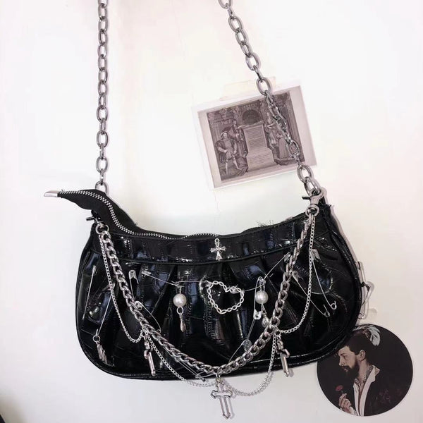 Gothic patent leather crossbody bag DB7102