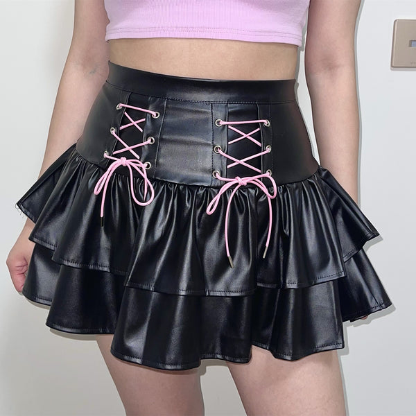 punk pu leather skirt DB7672