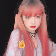Lolita orange pink gradient long wig DB6272