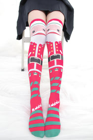 Christmas print over knee socks DB4929