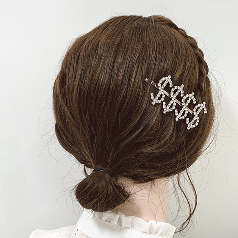 ＄" silver word clip hair clip DB5179