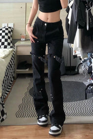 Black Straight Jeans  DB7774