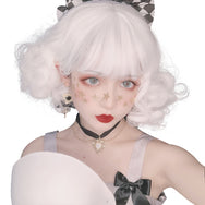 Harajuku Lolita Milk White Short Curly Hair Wig DB5191