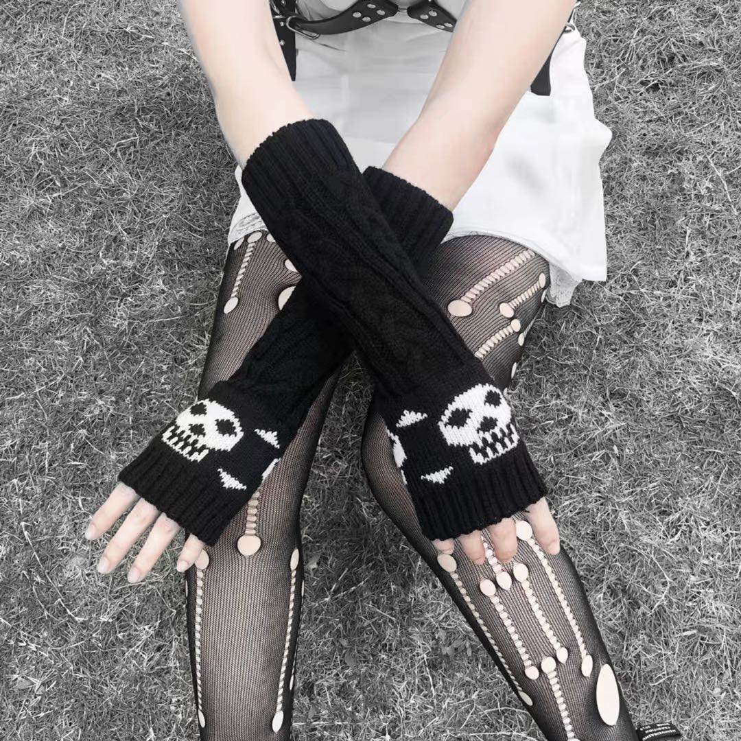 Punk Harajuku Skull Knit Gloves DB7598