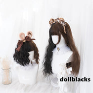 Lolita black + chocolate long curly hair wig DB4780