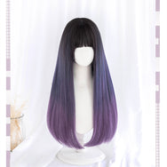Black gradient purple wig DB7224